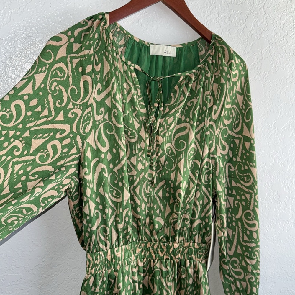 Pinch Green Patterned Satin Mini Dress - Picture 8 of 11
